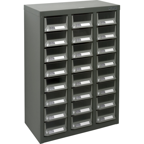 KPC-400 Parts Cabinet, Galvanized Steel, 24 Drawers, 17-3/10" x 8-7/10" x 25-3/5", Grey