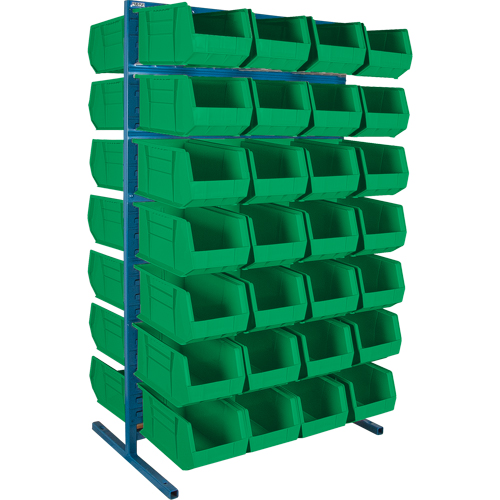 Double-Sided Stationary Bin Rack, 61" W x 56" D x 24" H, 56 Bins