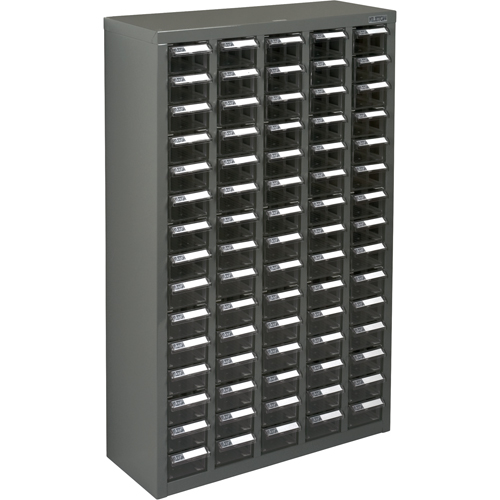 KPC-600 Parts Cabinet, Galvanized Steel, 75 Drawers, 23-1/10" x 8-7/10" x 36-9/10", Grey
