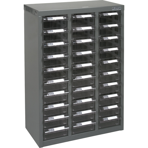 KPC-700 Parts Cabinet, Galvanized Steel, 30 Drawers, 17-1/2" x 8-7/10" x 25-3/10", Grey