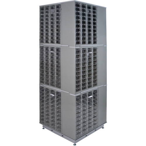 Heavy-Duty Industrial Carousel Drawer Cabinet, Steel, 480 Drawers, 27" W x 27" D x 80" H, Grey