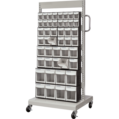 Mobile Tilt Bin Rack, Single-sided, 46 bins, 26-1/4" W x 22" D x 57-1/2" H