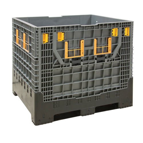 Collapsible Bulk Container, 47.2" L x 39.4" W x 39.4" H, Grey