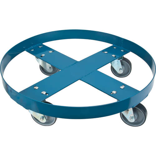 Drum Dolly, Steel, 1000 lbs. Capacity, 24" Diameter, Polyurethane Casters