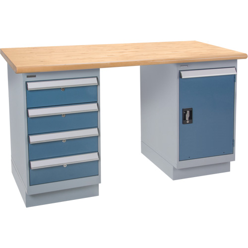 Heavy-Duty Workbench, Door & Drawers, 1500 lbs. Cap., 60" W x 24" D, 34" H