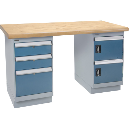 Workbench, Door & Drawers, 2500 lbs. Cap., 60" W x 30" D, 34" H