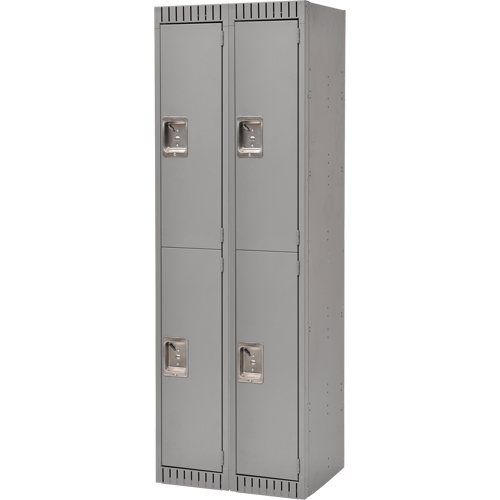 Lockers, 2 -tier, Bank of 2, 24" x 18" x 72", Steel, Grey, Knocked Down
