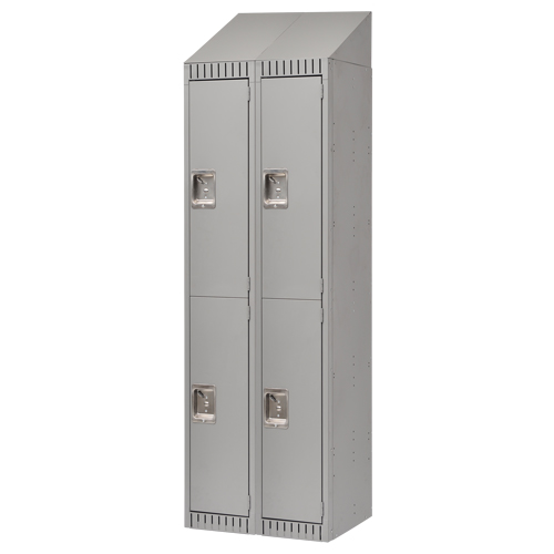 Lockers, 2 -tier, Bank of 2, 24" x 18" x 82", Steel, Grey, Knocked Down