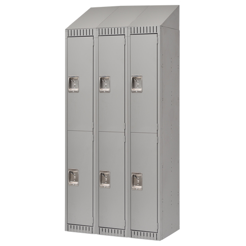 Lockers, 2 -tier, Bank of 3, 36" x 18" x 82", Steel, Grey, Knocked Down