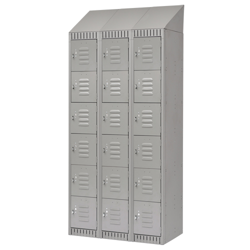 Lockers, 6 -tier, Bank of 3, 36" x 18" x 82", Steel, Grey, Knocked Down