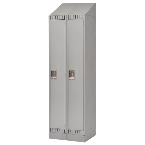 Lockers, Bank of 2, 24" x 18" x 86", Steel, Grey, Knocked Down