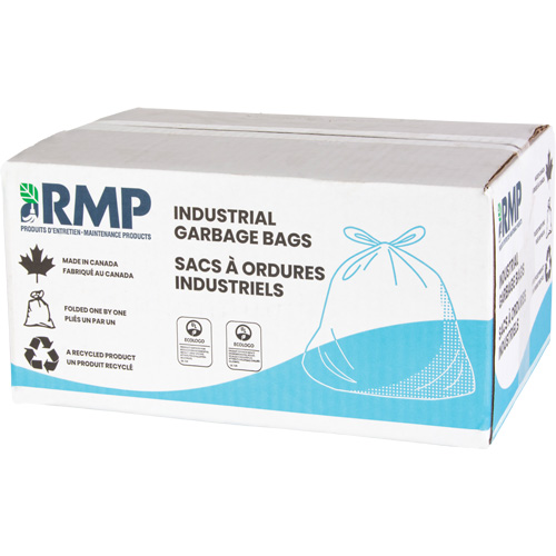 Industrial Garbage Bags, Utility, 20" W x 22" L, 0.64 mils, Black, 23 L (6 Gal.) Capacity