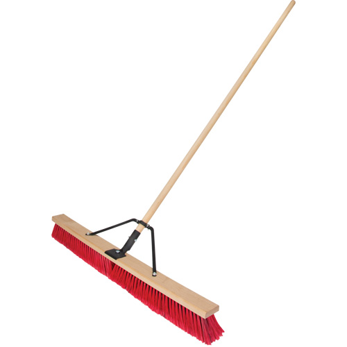 Push Broom with Braced Handle, 36", Medium, PVC Bristles
