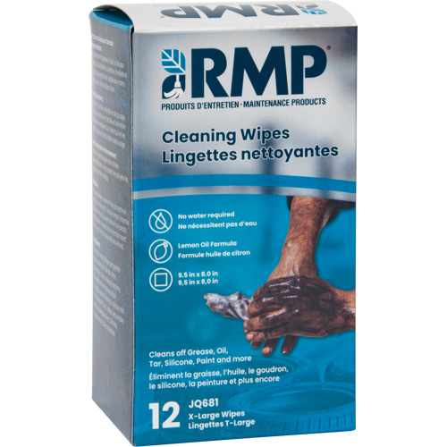 Individually Wrapped Cleaning Wipes, 12 Wipes, 8" x 9-1/2"