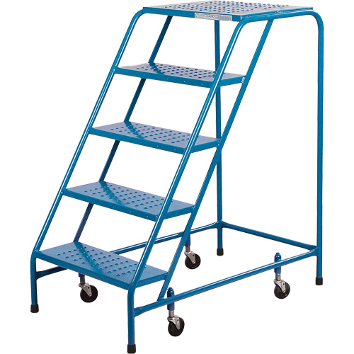 CSA-Certified Rolling Step Ladder, 5 Steps, 22" Step Width, 46" Platform Height, Steel