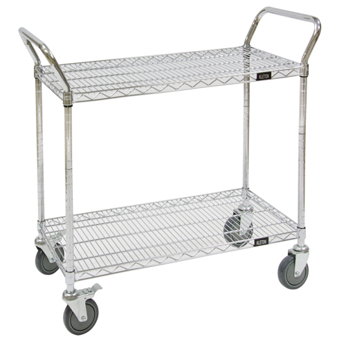 Wire Mesh Utility Cart, Chrome Plated, 36" x 39" x 18", 800 lbs. Capacity