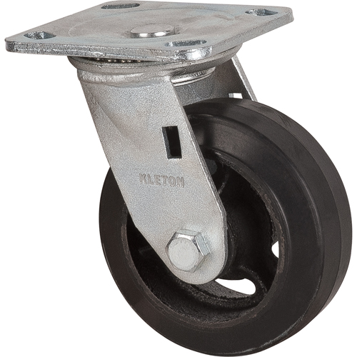Mold-on Caster, Swivel, 5" (127 mm), Rubber, 440 lbs. (199 kg.)