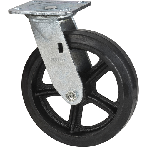 Mold-on Caster, Swivel, 8" (203.2 mm), Rubber, 660 lbs. (299 kg.)