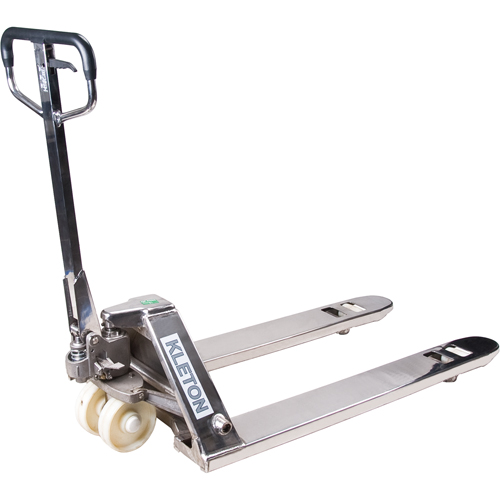 Manual Pallet Truck, Stainless Steel, 48" L x 27" W, 5500 lbs. Capacity
