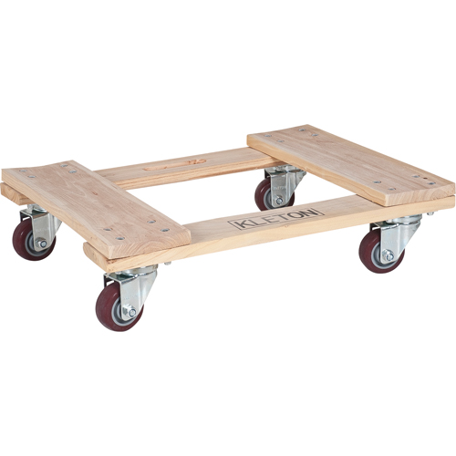 Hardwood Dolly, Polyurethane Wheels, 900 lbs. Capacity, 18" W x 24" D x 7" H