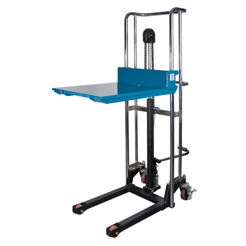 Hydraulic Platform Lift Stacker, Foot Pump Operated, 880 lbs. Capacity, 60" Max Lift