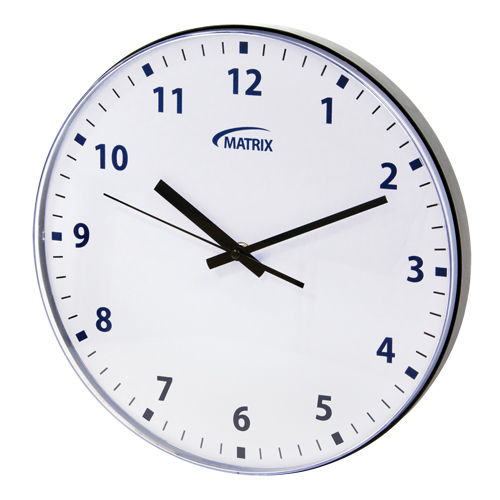 12 H Clock, Analog, Battery Operated, 12-3/4", Black