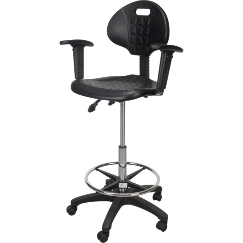 Heavy-Duty Ergonomic Stool with Adjustable Arm Rests & Nylon Stem Casters