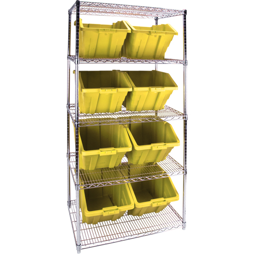Heavy-Duty Wire Shelving Unit with Storage Bins, 5 Tiers, 36" W x 74" H x 24" D