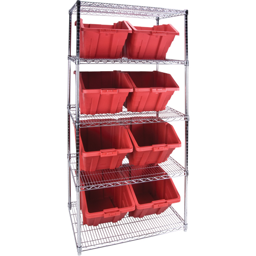 Heavy-Duty Wire Shelving Unit with Storage Bins, 5 Tiers, 36" W x 74" H x 24" D