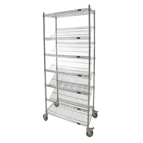 Slanted Shelf Cart, 7 Tiers, 24" W x 80" H x 48" D