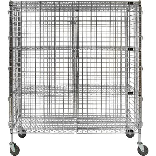 Security Cart, Chrome Plated, 60" x 69" x 24", 500 lbs. Capacity