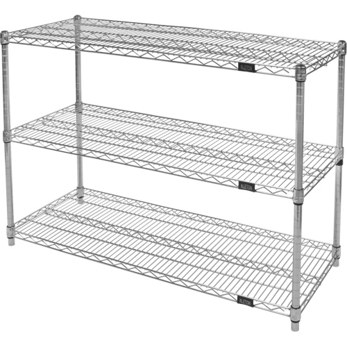 Heavy-Duty Chromate Wire Shelving, 3 Tiers, 30" W x 33" H x 14" D