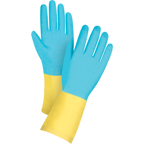Premium Dipped Chemical-Resistant Gloves, Size Small/7, 12" L, Neoprene/Rubber Latex, Cotton/Flock-Lined Inner Lining, 20-mil