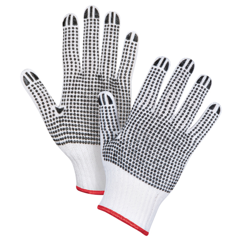Double-Sided Dotted String Knit Gloves, Poly/Cotton, Double Sided, 7 Gauge, Small