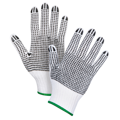 Double-Sided Dotted String Knit Gloves, Poly/Cotton, Double Sided, 7 Gauge, Medium