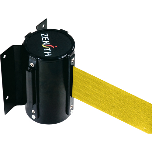 Wall Mount Barrier, Steel, Screw Mount, 7', Yellow Tape