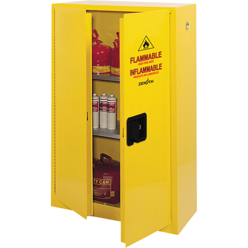 Flammable Storage Cabinet, 45 gal., 2 Door, 43" W x 65" H x 18" D
