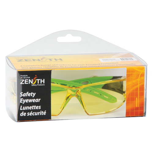 Z2500 Series Safety Glasses, Amber Lens, Anti-Scratch, ANSI Z87+/Meets/Exceeds CSA Z94.3