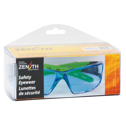 Z2500 Series Safety Glasses, Blue Lens, Anti-Scratch, ANSI Z87+/Meets/Exceeds CSA Z94.3