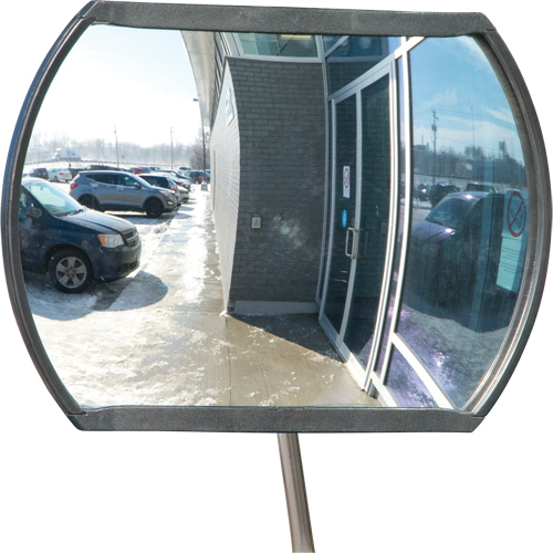 Roundtangular Convex Mirror with Telescopic Arm, 20" H x 30" W, Indoor/Outdoor