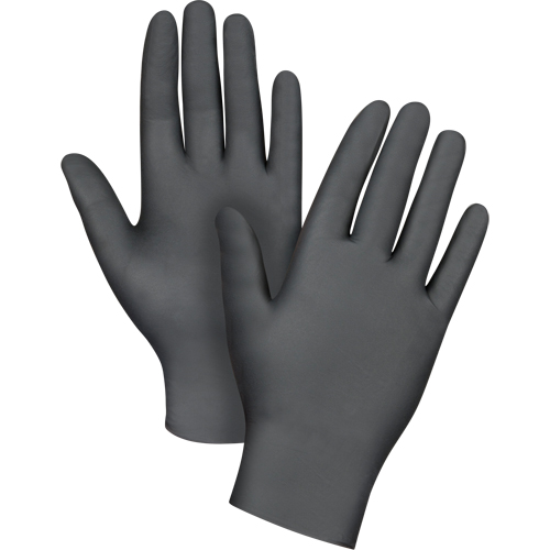 Puncture-Resistant Medical-Grade Disposable Gloves, Large, Nitrile, 5-mil, Powder-Free, Black, Class 2