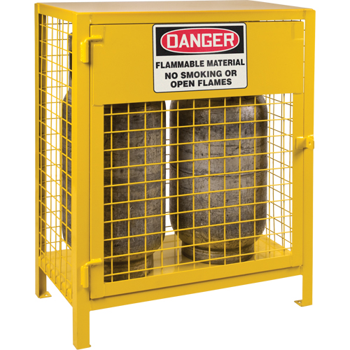 Gas Cylinder Cabinets, 2 Cylinder Capacity, 30" W x 17" D x 37" H, Yellow