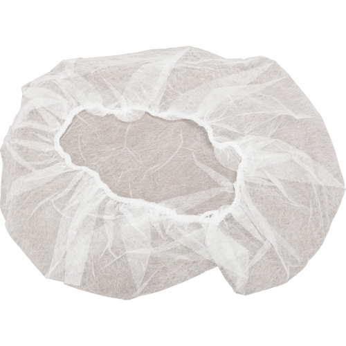 Non-Woven Bouffant Caps, Polypropylene, 21"/Large, White