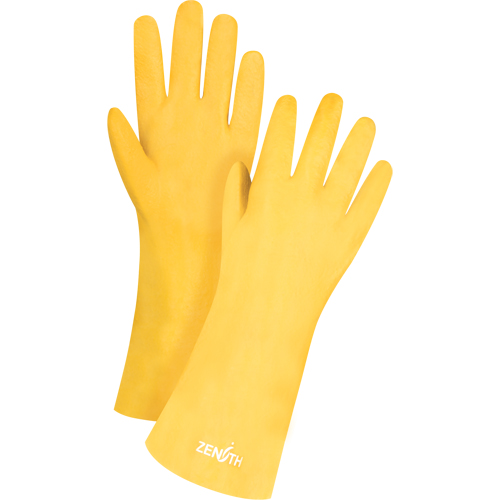 Rough-Finish Chemical-Resistant Gloves, Size 9, 14" L, PVC, Interlock Inner Lining, 47-mil