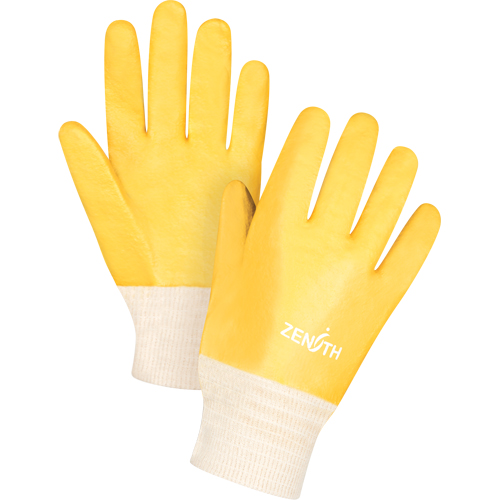 Rough-Finish Chemical-Resistant Gloves, Size 9, 10" L, PVC, Interlock Inner Lining, 47-mil