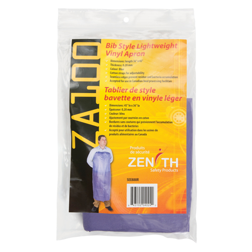 Lightweight Apron, Vinyl, 45" L x 36" W, Blue