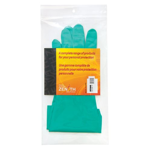 Diamond-Grip Chemical-Resistant Gloves, Size 10, 13" L, Nitrile, Flock-Lined Inner Lining, 13-mil