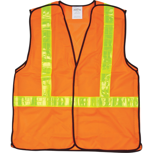 5-Point Tear-Away Traffic Safety Vest, High Visibility Orange, Medium, Polyester