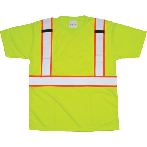 CSA Compliant T-Shirt, Polyester, Large, High Visibility Lime-Yellow