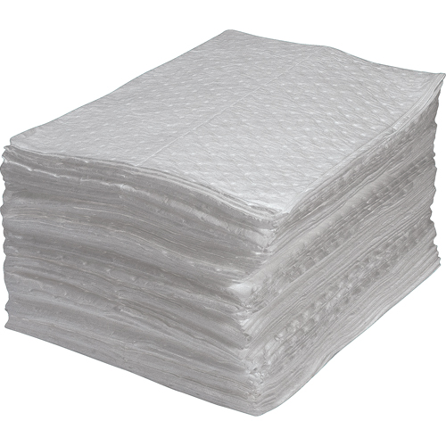 Premium Fine Fiber Sorbent Pads, Oil Only, 15" x 17", 25 gal. Absorbancy